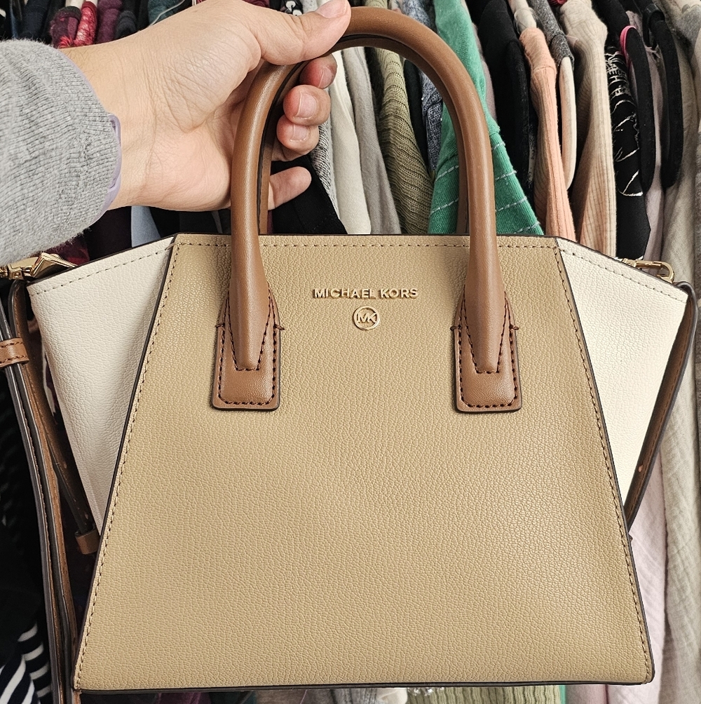 Michael Kors Cream and Tan Satchel